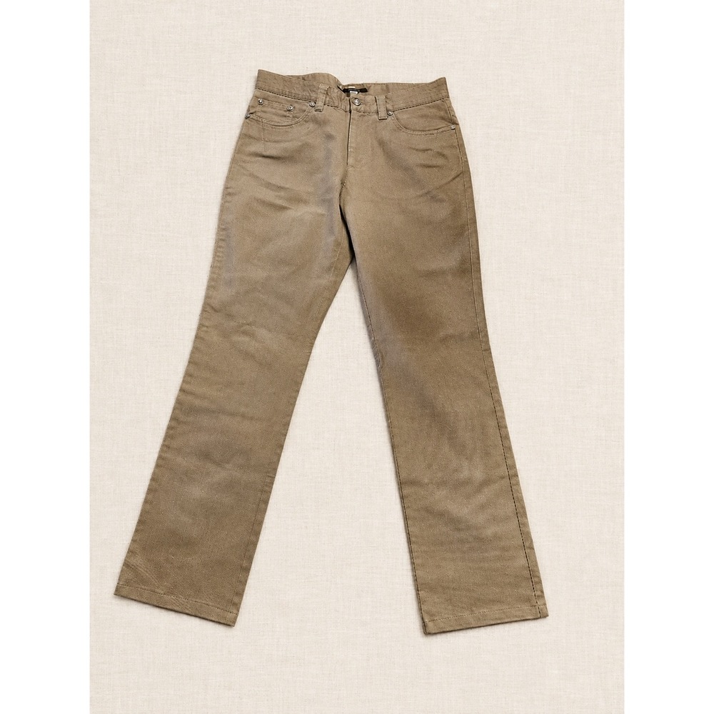 Class Roberto Cavalli Khaki Jeans Size 12 Y2K Straight Leg Logo Olive Brown